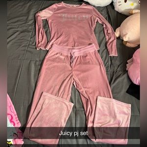 Pink Plush juicy couture Pajama Set with Long Sleeves and Flared Pants